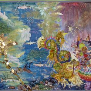 Sujet n°1 : Technique principale imposée Batik - L'Or du Rhin (200 x 80 cm)