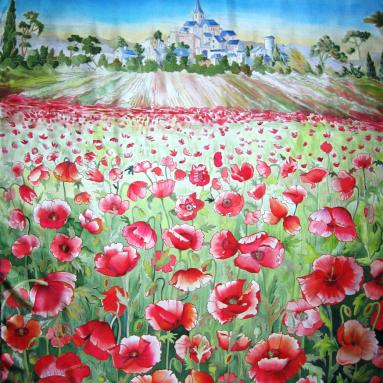 Panneau mural décoratif, Pongé de soie sur molleton (100 x 200 cm)